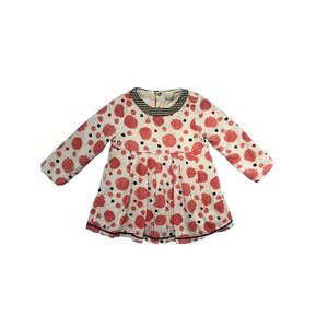 Catimini Kids‎ Girls Pink Dot Long Sleeve Pleated Dress Designed in France 2T
